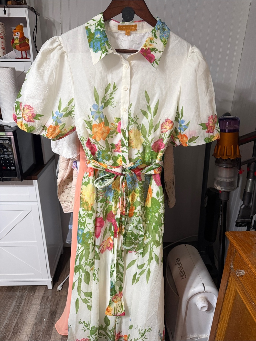 Flying Tomato White Floral Button-Front Maxi Dress